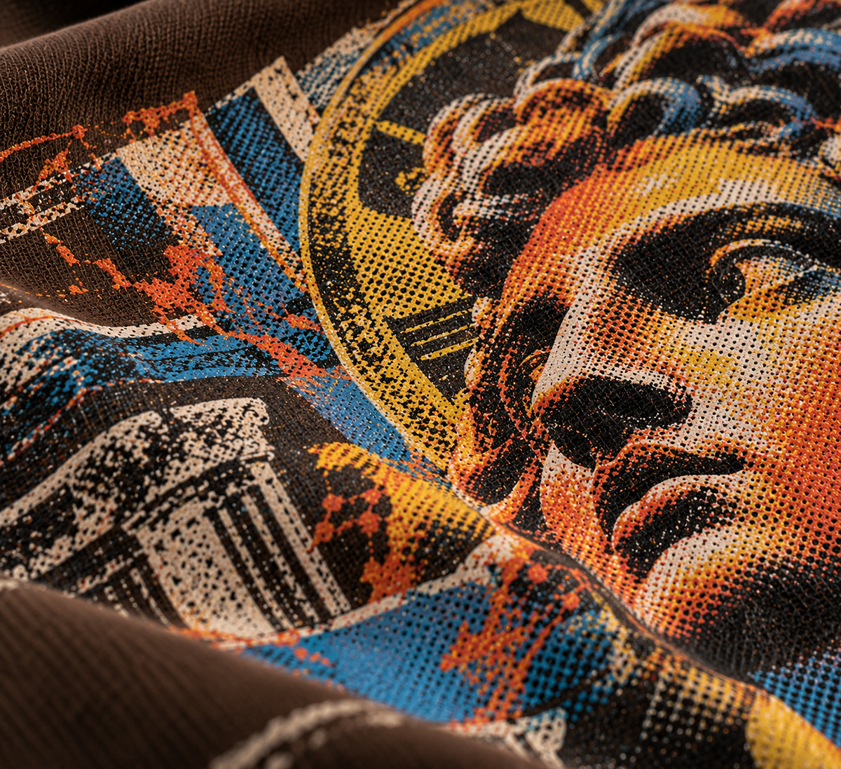 Dettaglio ravvicinato della trama halftone sul tessuto